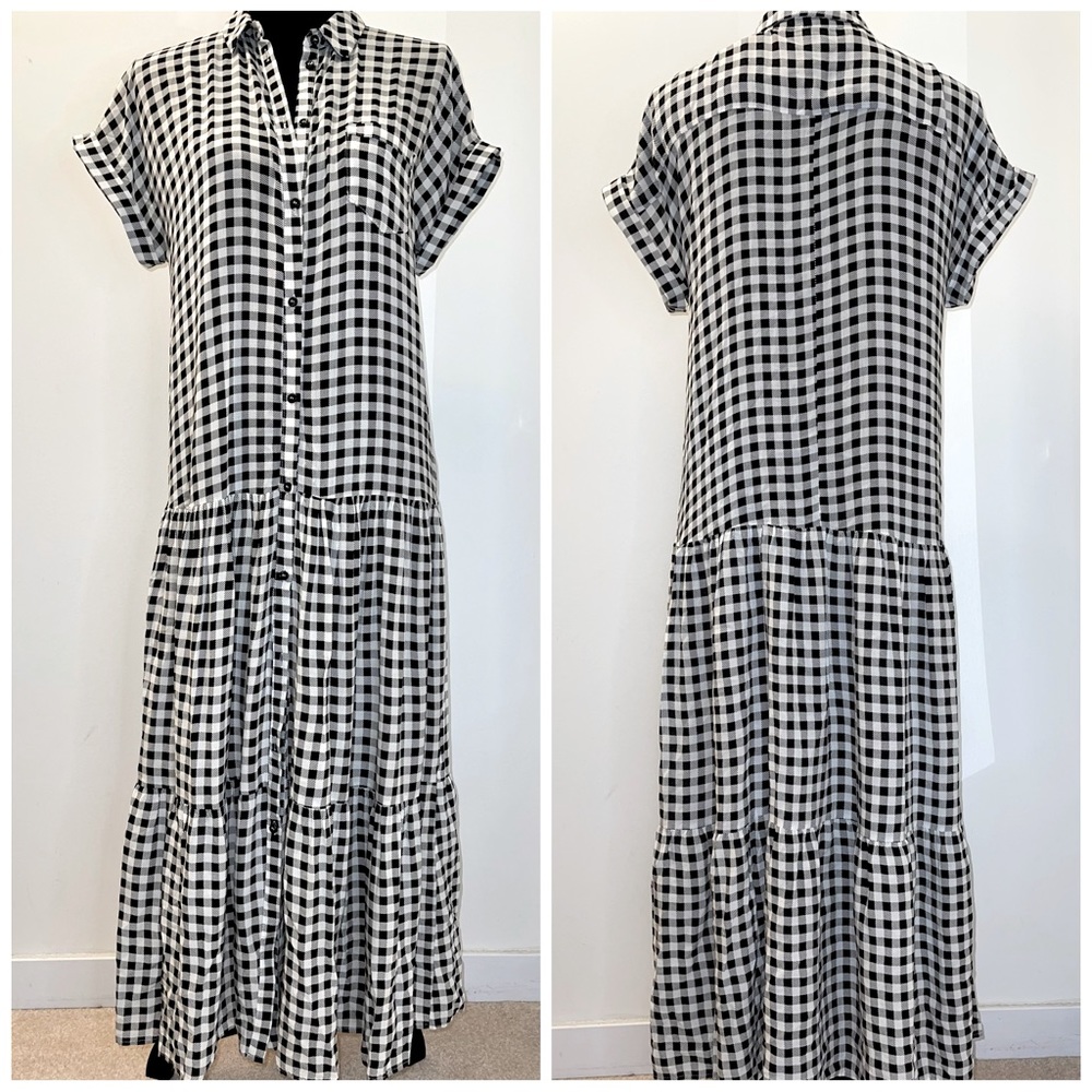 ITALY IMPERIAL DRESS BIANCO/NERO PLAID DRESS
